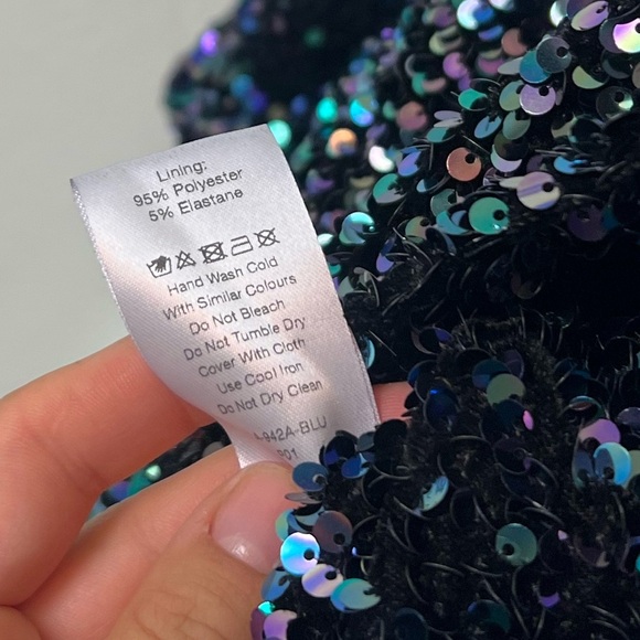 Lavish Alice Maya Off the Shoulder Velvet Sequin Asymmetrical Mini Dress - Picture 8 of 8